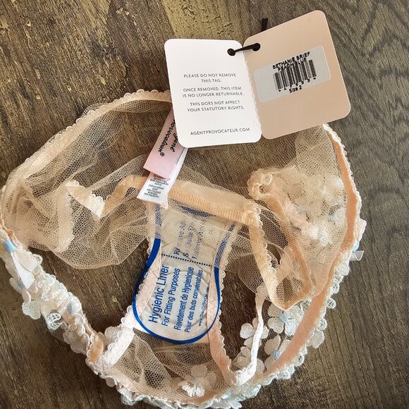 NWT!! Agent Provocateur Bethanie Full Brief, S, Peach & Blue - Picture 4 of 11